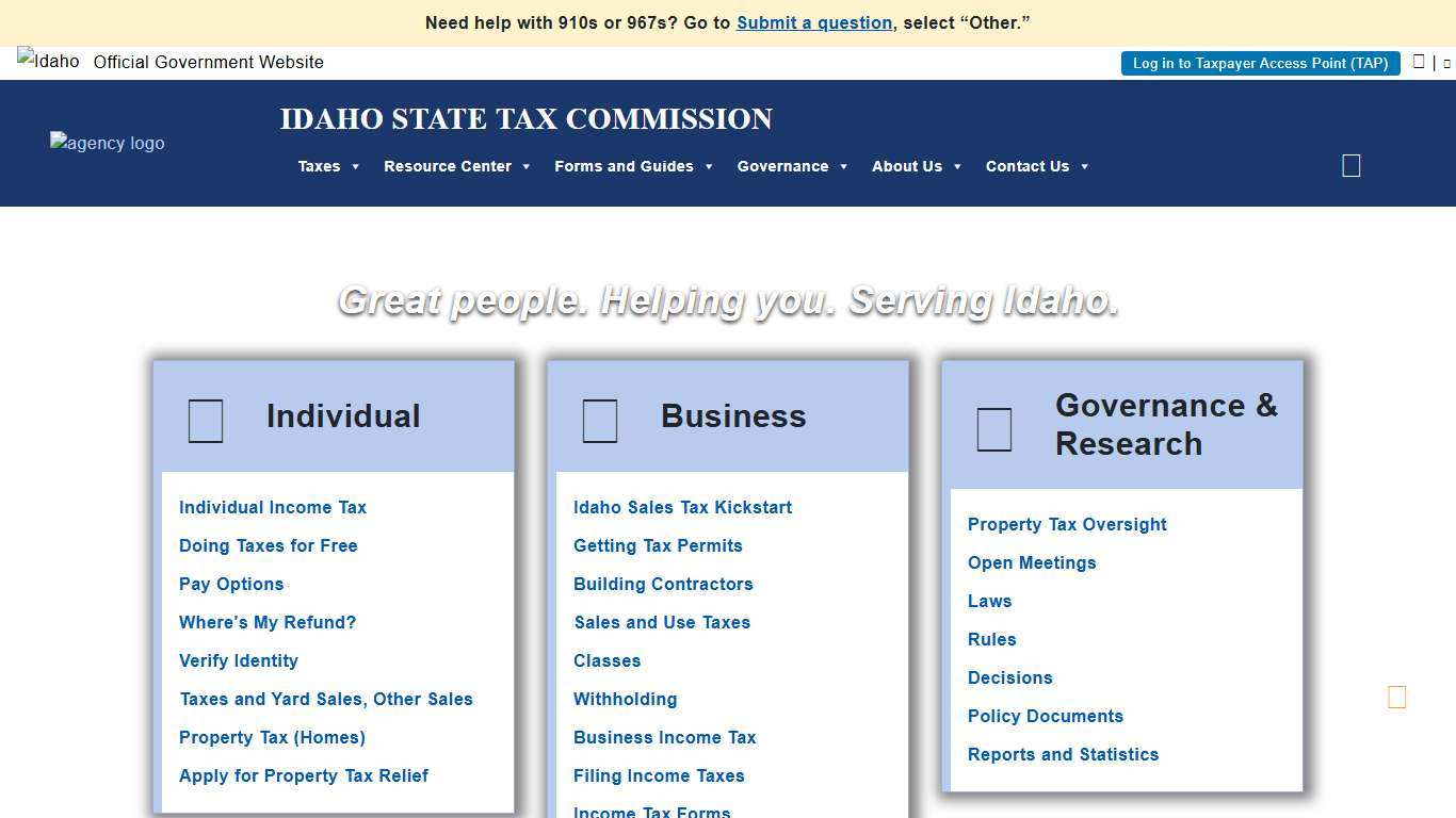 Welcome to Idaho State Tax Commission